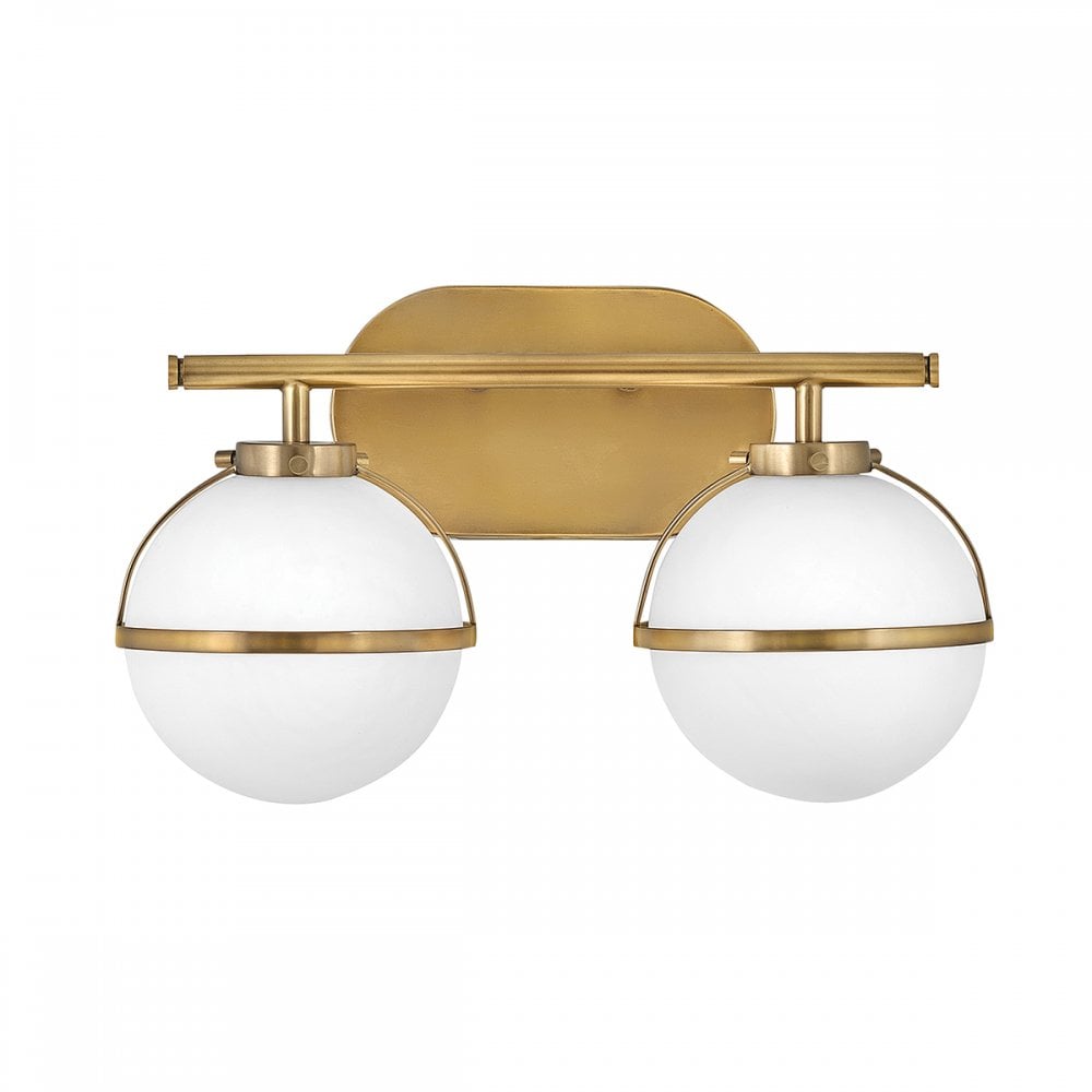 Hinkley Hollis 2 Light Wall Light - Opal - Heritage Brass