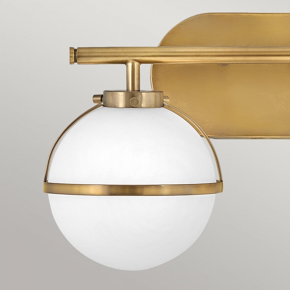 Hinkley Hollis 2 Light Wall Light - Opal - Heritage Brass