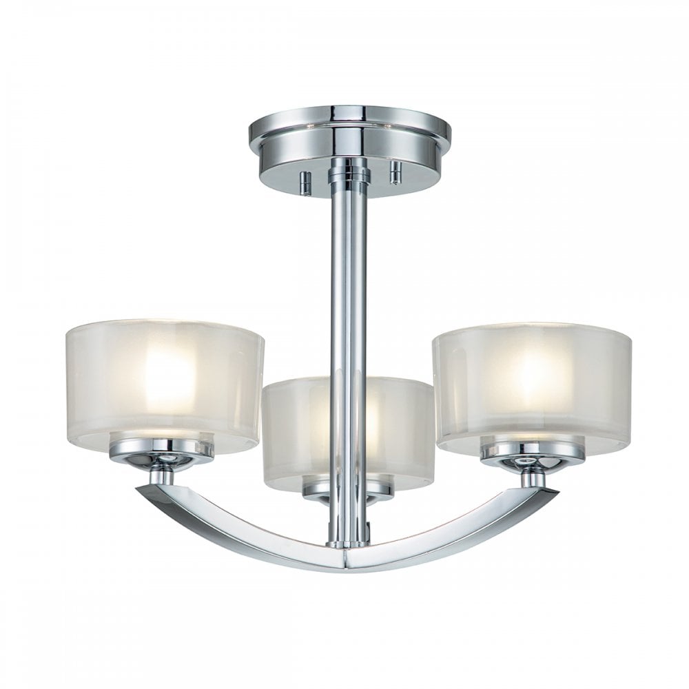 Hinkley Meridian 3 Light Semi-Flush Fitting - Polished Chrome