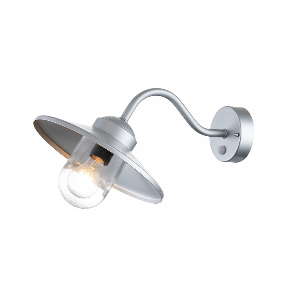 Elstead Klampenborg Single Wall Lantern with PIR - Silver