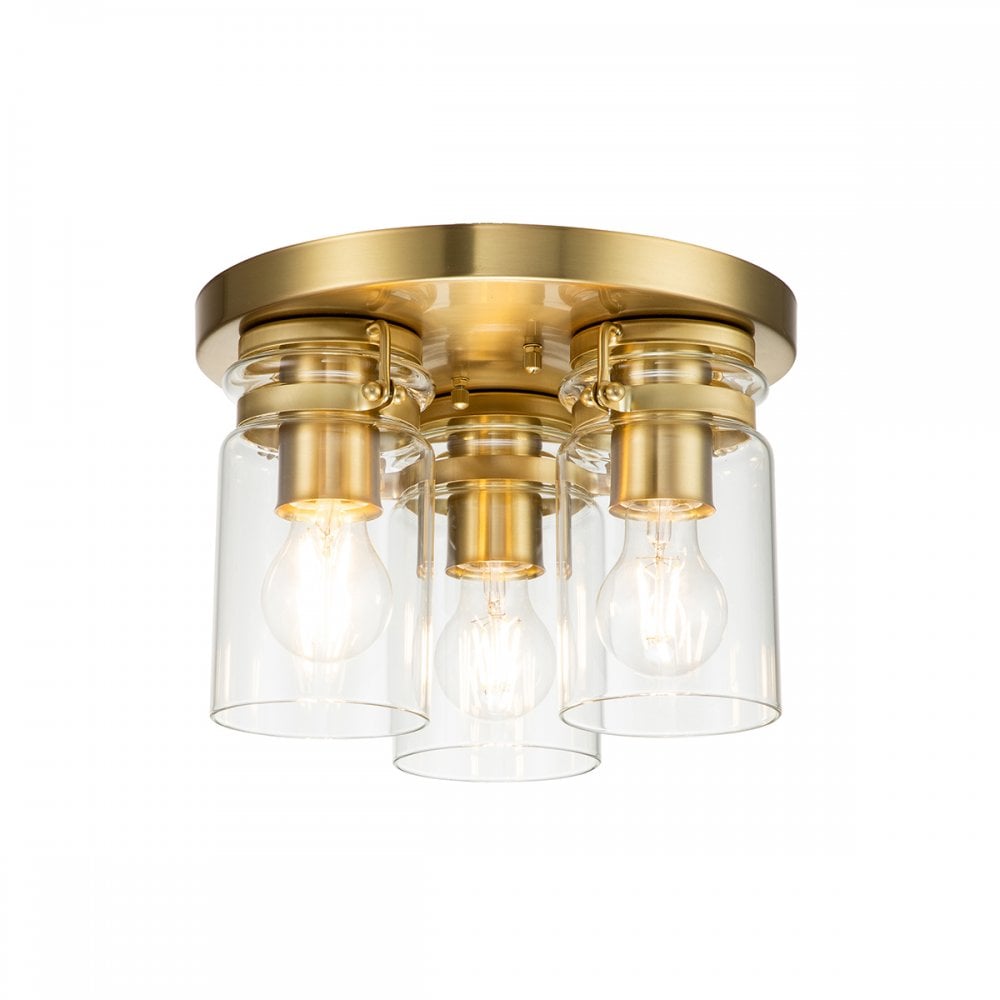 Kichler Brinley 3 Light Flush Fitting - Brushed Brass