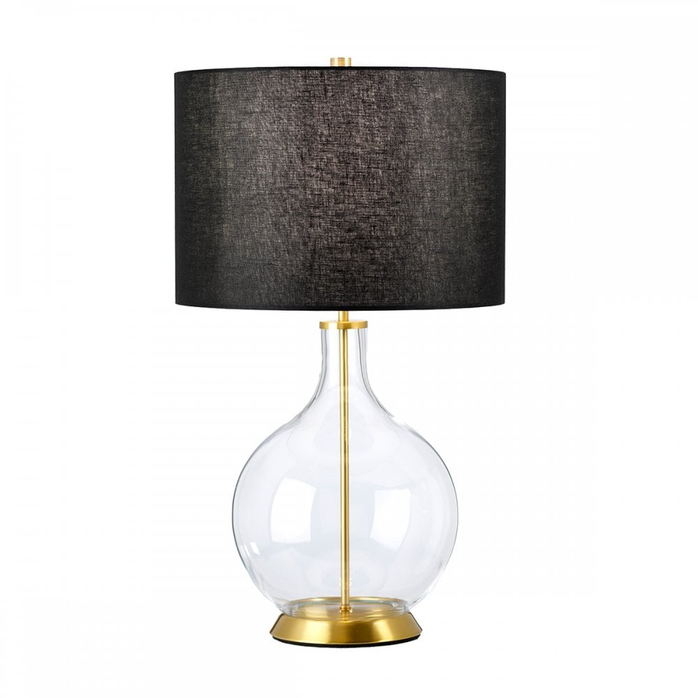 Elstead Orb Single Table Lamp - Aged Brass & Black Shade