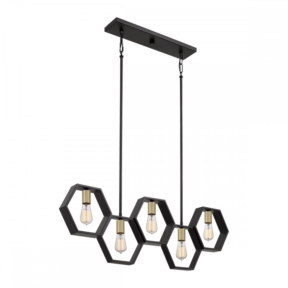 Quoizel Bismarck 5 Light Linear Pendant - Earth Black