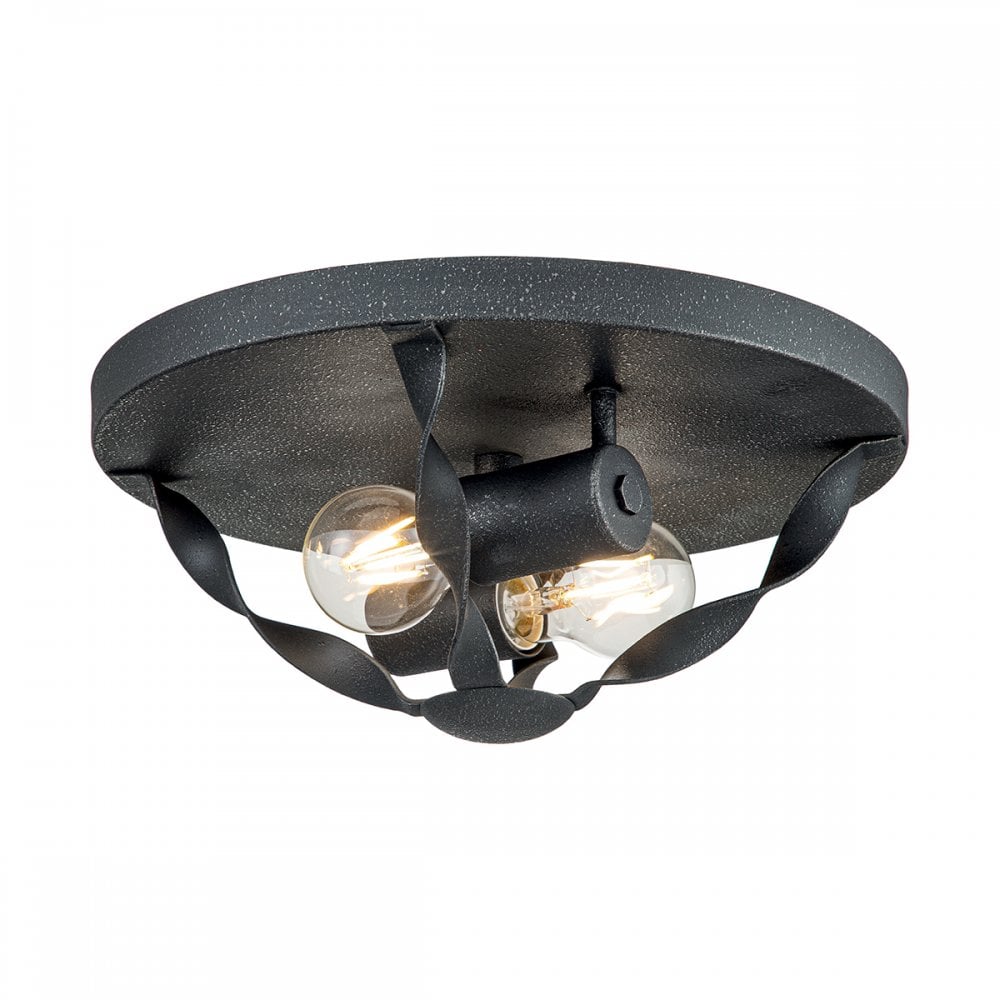 Quoizel Bradbury 2 Light Flush Fitting - Grey Ash