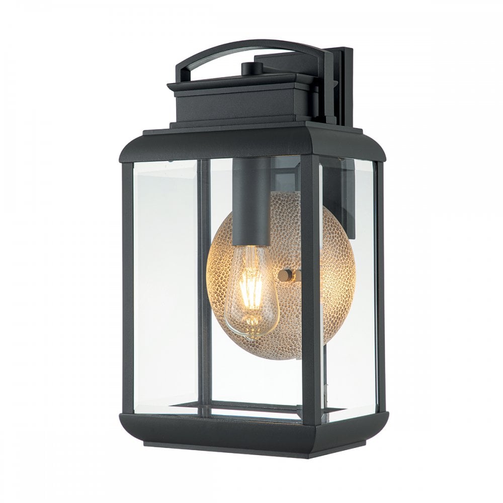 Quoizel Byron Single Large Wall Lantern - Graphite with Pewter Reflector