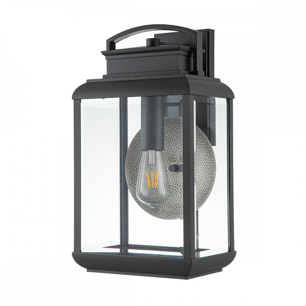 Quoizel Byron Single Large Wall Lantern - Graphite with Pewter Reflector
