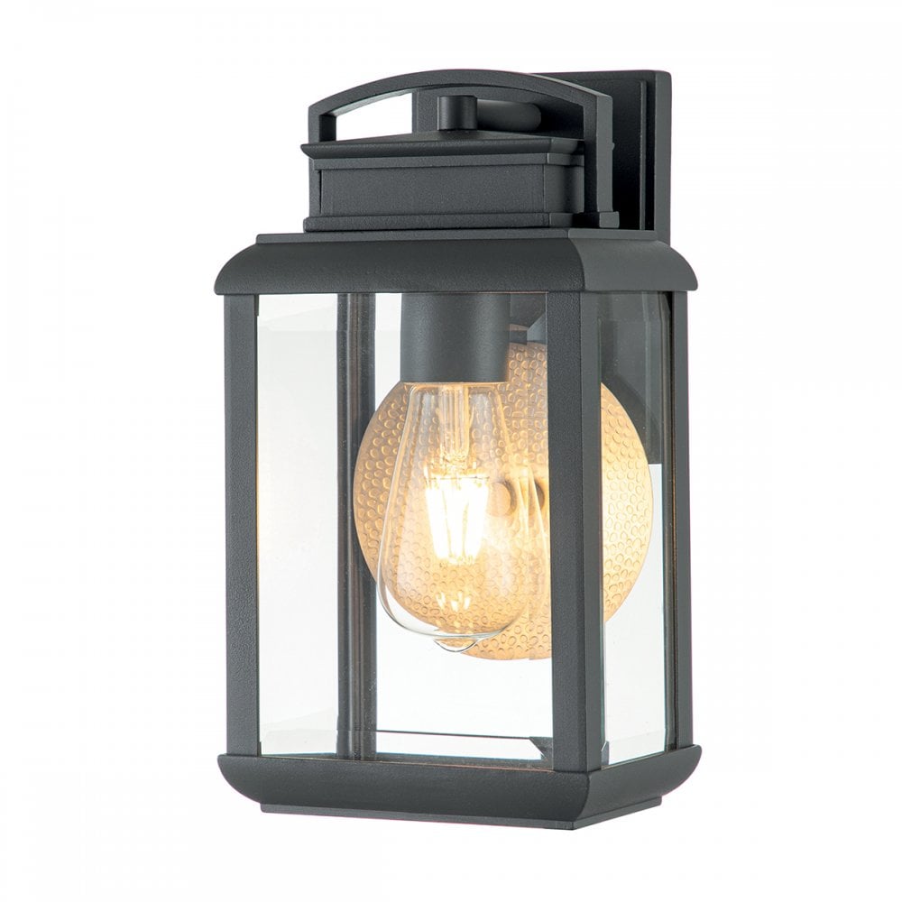 Quoizel Byron Single Small Wall Lantern - Graphite with Pewter Reflector