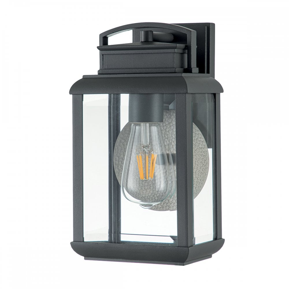 Quoizel Byron Single Small Wall Lantern - Graphite with Pewter Reflector