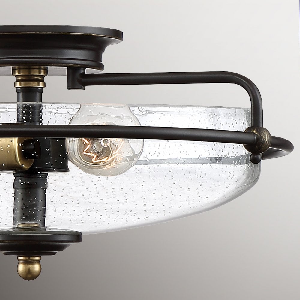 Quoizel Griffin 3 Light Flush Fitting - Palladian Bronze & Weathered Brass