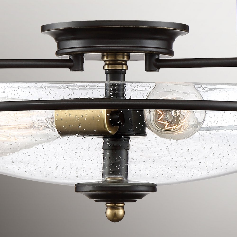 Quoizel Griffin 3 Light Flush Fitting - Palladian Bronze & Weathered Brass