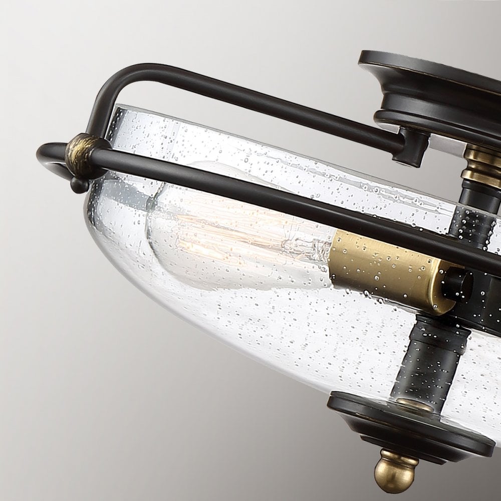 Quoizel Griffin 3 Light Flush Fitting - Palladian Bronze & Weathered Brass