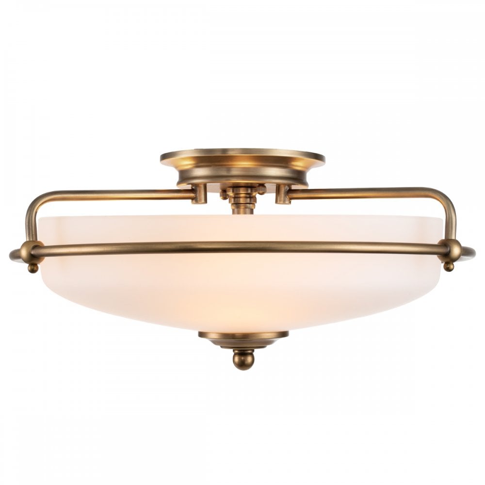 Quoizel Griffin 3 Light Flush Fitting - Weathered Brass