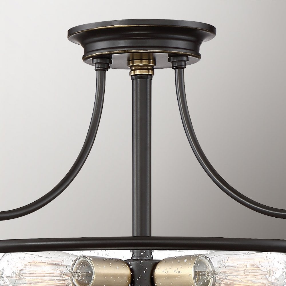 Quoizel Griffin 3 Light Medium Semi-Flush Fitting - Palladian Bronze & Weathered Brass