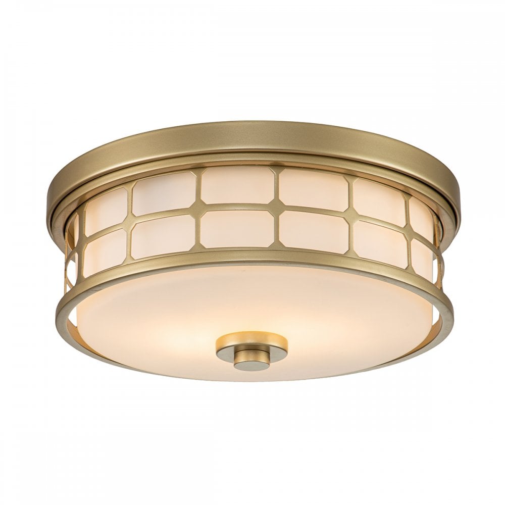 Quoizel Guardian 2 Light Bathroom Flush Fitting - Painted Natural Brass