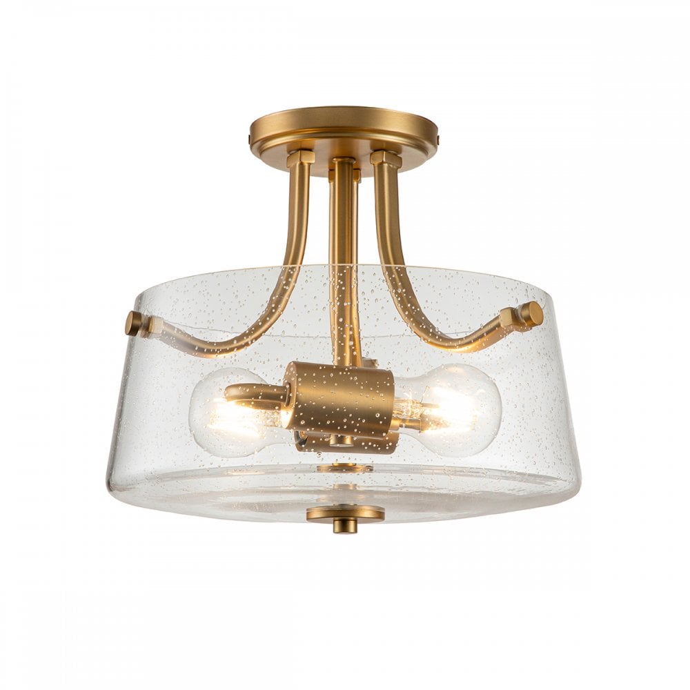 Quoizel Hollister 2 Light Semi-Flush Fitting - Brushed Brass