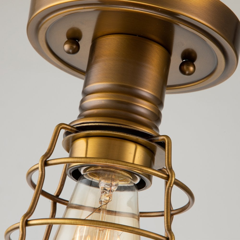 Quoizel Mixon Single Semi-Flush Fitting - Weathered Brass