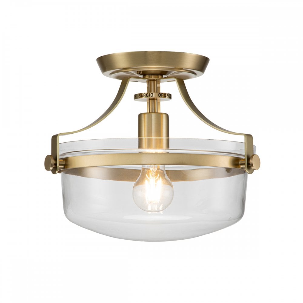 Quoizel Penn Station Single Semi-Flush Fitting - Brushed Brass
