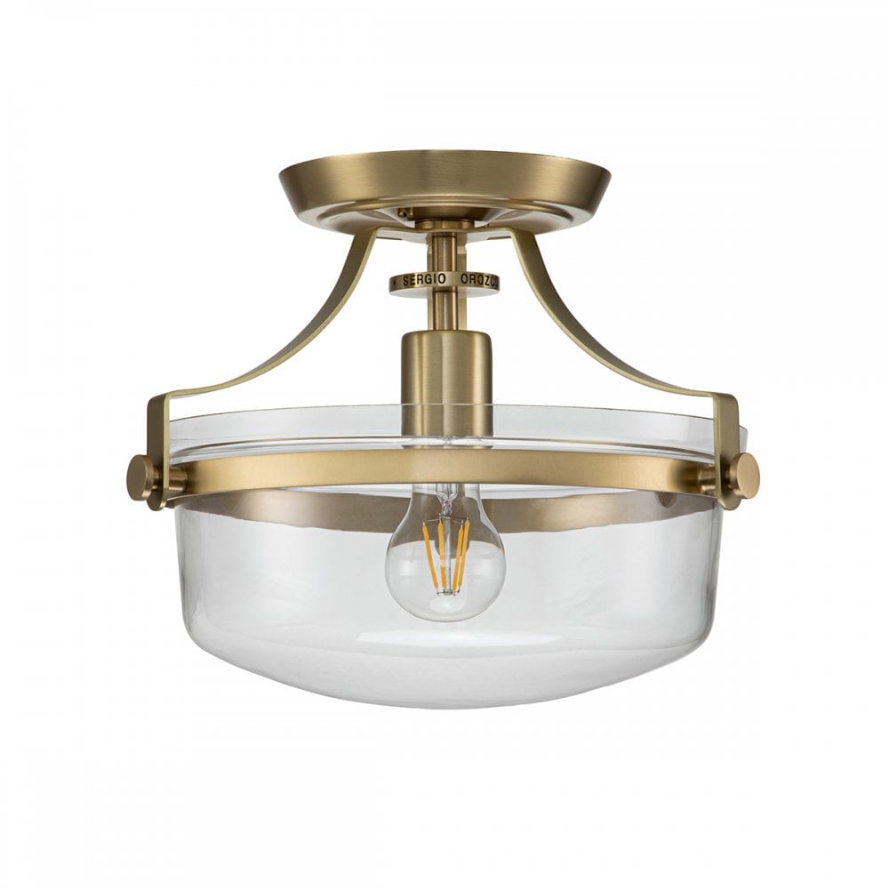 Quoizel Penn Station Single Semi-Flush Fitting - Brushed Brass