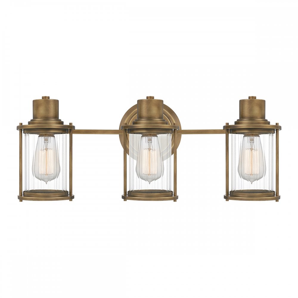 Quoizel Riggs 3 Light Bathroom Wall Light - Weathered Brass