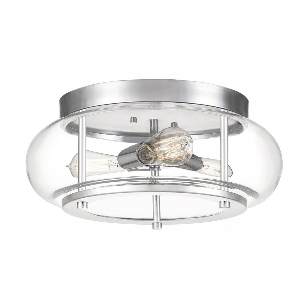 Quoizel Trilogy 3 Light Bathroom Flush Fitting - Polished Chrome