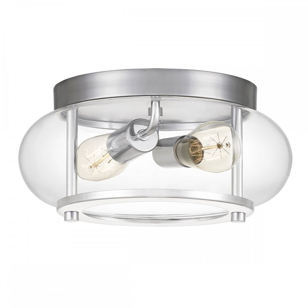 Quoizel Trilogy 2 Light Bathroom Flush Fitting - Polished Chrome