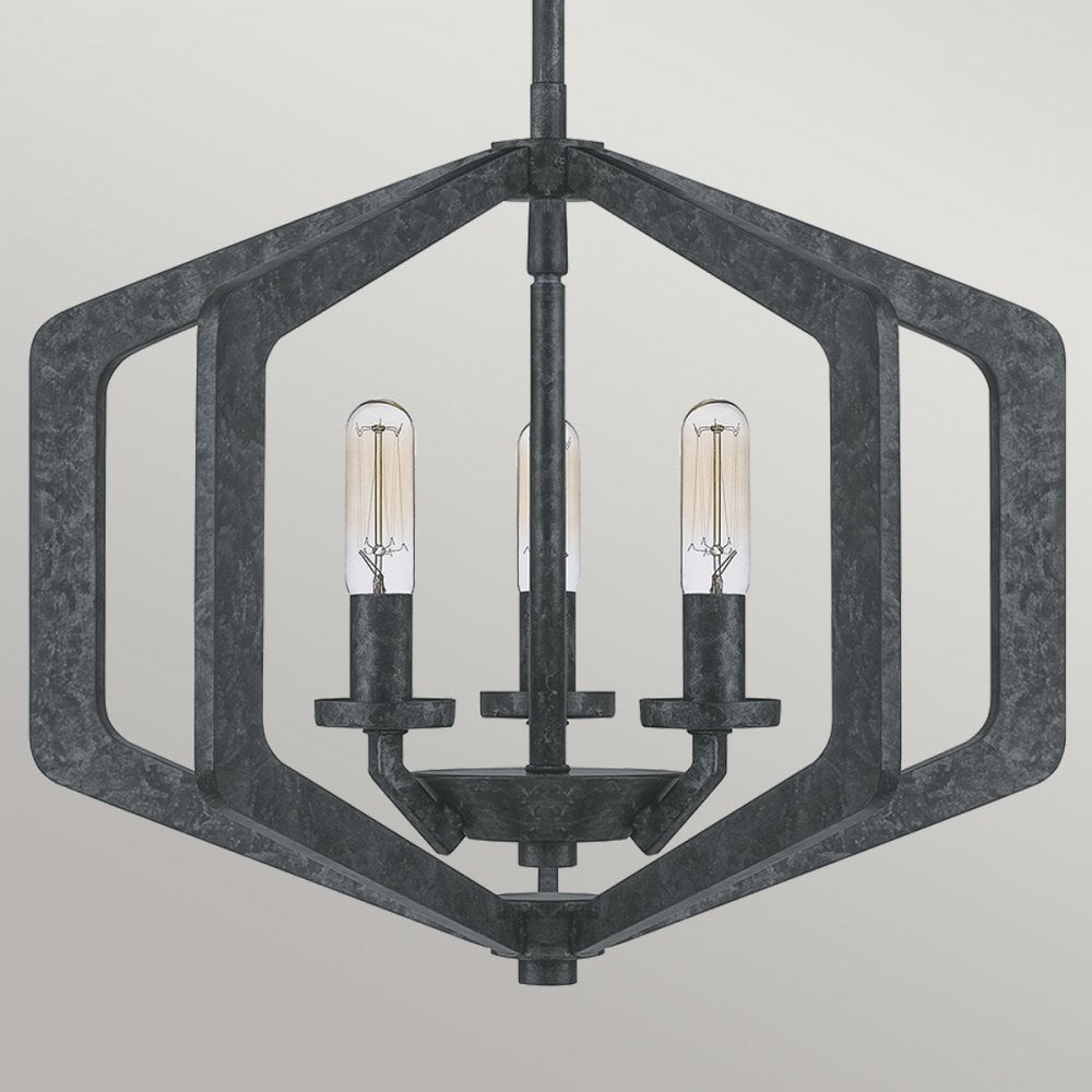 Quoizel Vanguard 3 Light Pendant - Old Black