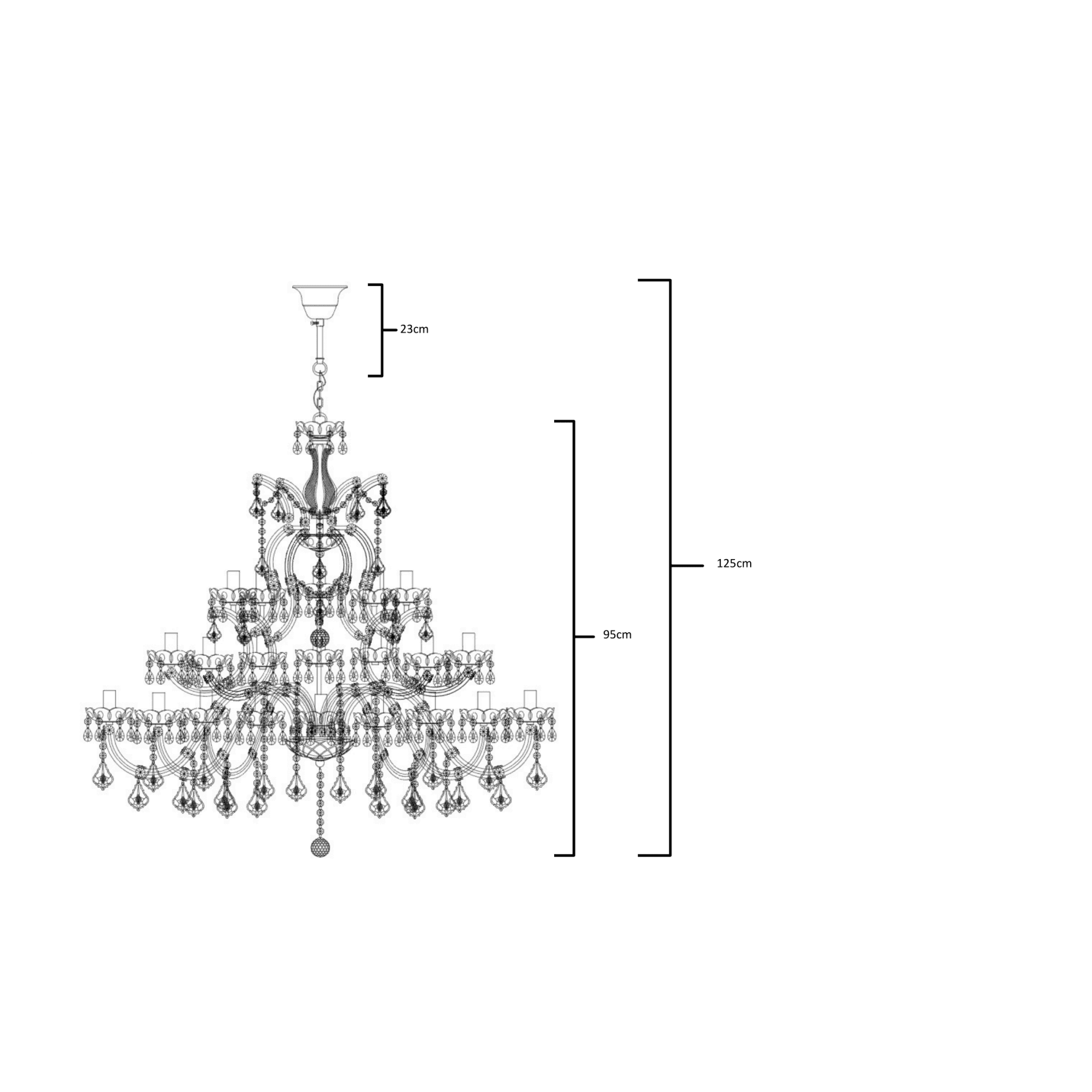 Searchlight Maple 30 Light Chandelier - Chrome & Clear Crystal