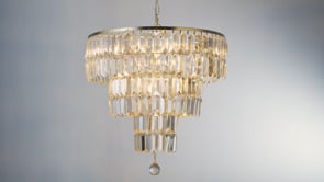 Searchlight Edith 5 Light Pendant - Satin Brass Metal & Champagne Glass