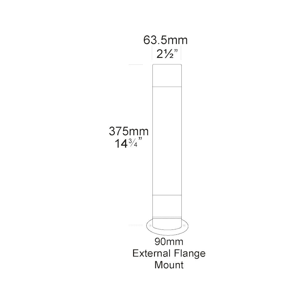 Hunza Pure LED Bollard 300mm (90mm Flange Mounted) - Powder Coat - Low Voltage