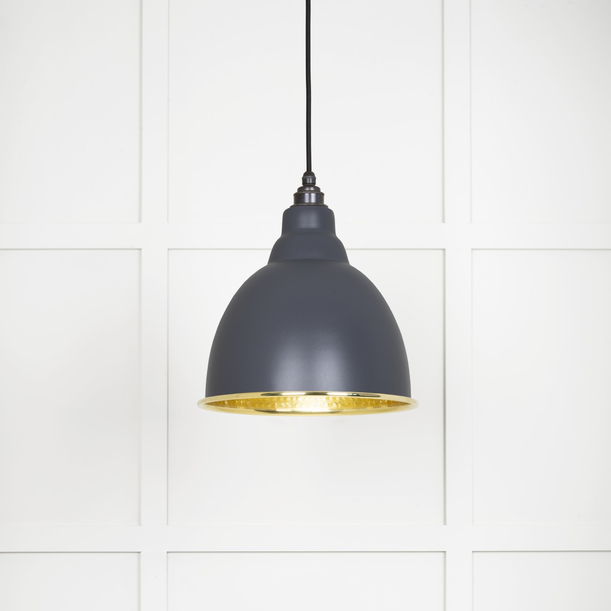 From The Anvil Hammered Brass Brindley Pendant - Slate (Mid Grey)