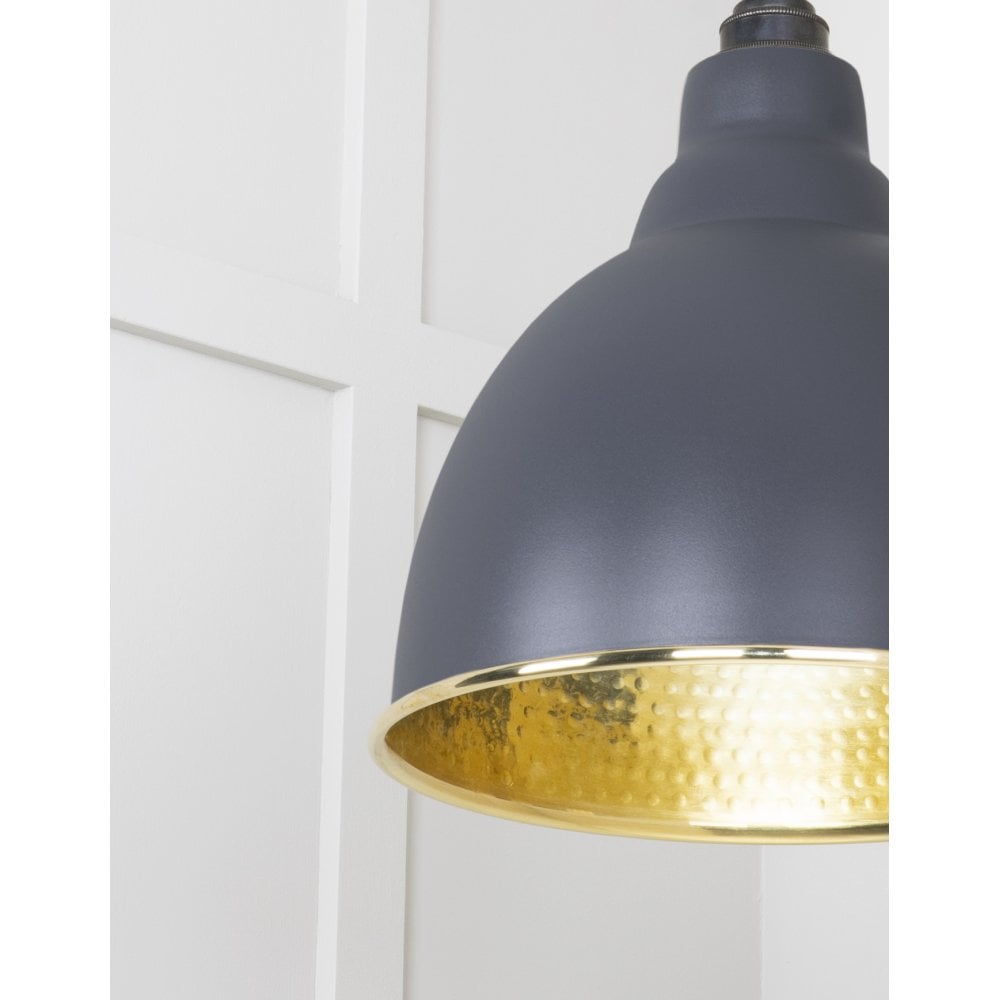 From The Anvil Hammered Brass Brindley Pendant - Slate (Mid Grey)