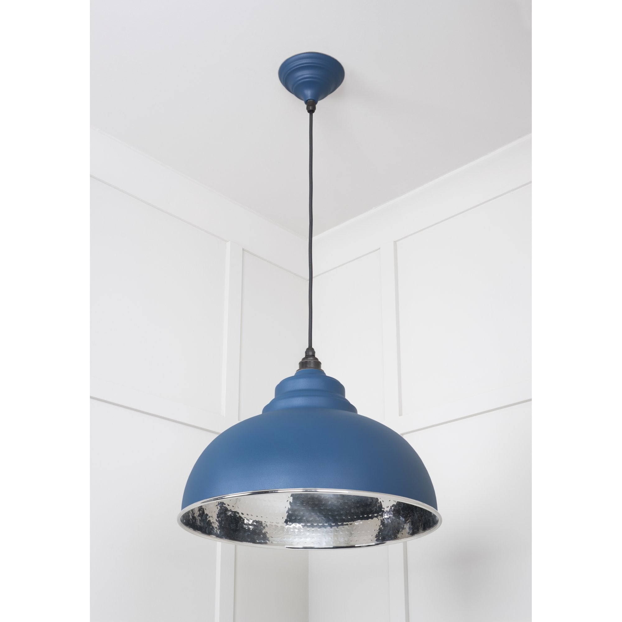 From The Anvil Hammered Nickel Harborne Pendant - Upstream (Blue)