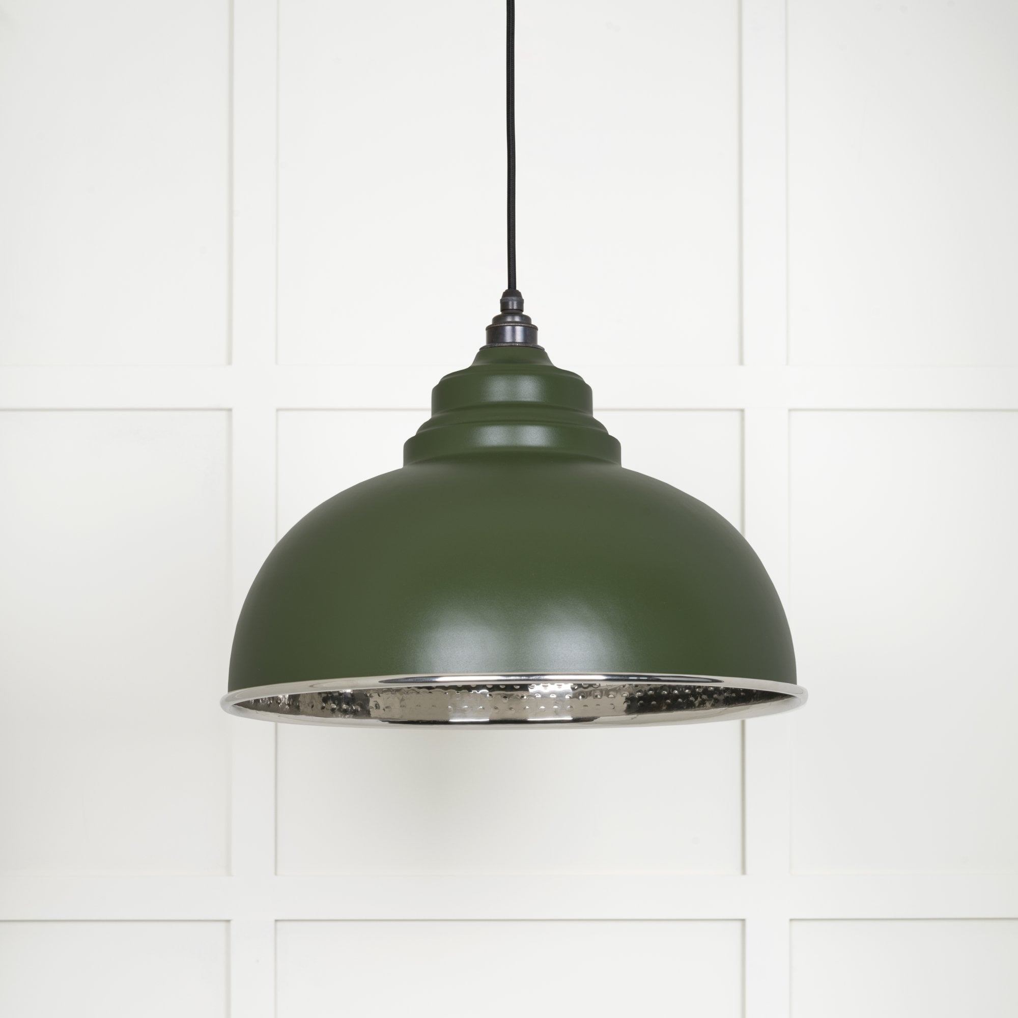 From The Anvil Hammered Nickel Harborne Pendant - Heath (Earthy Green)