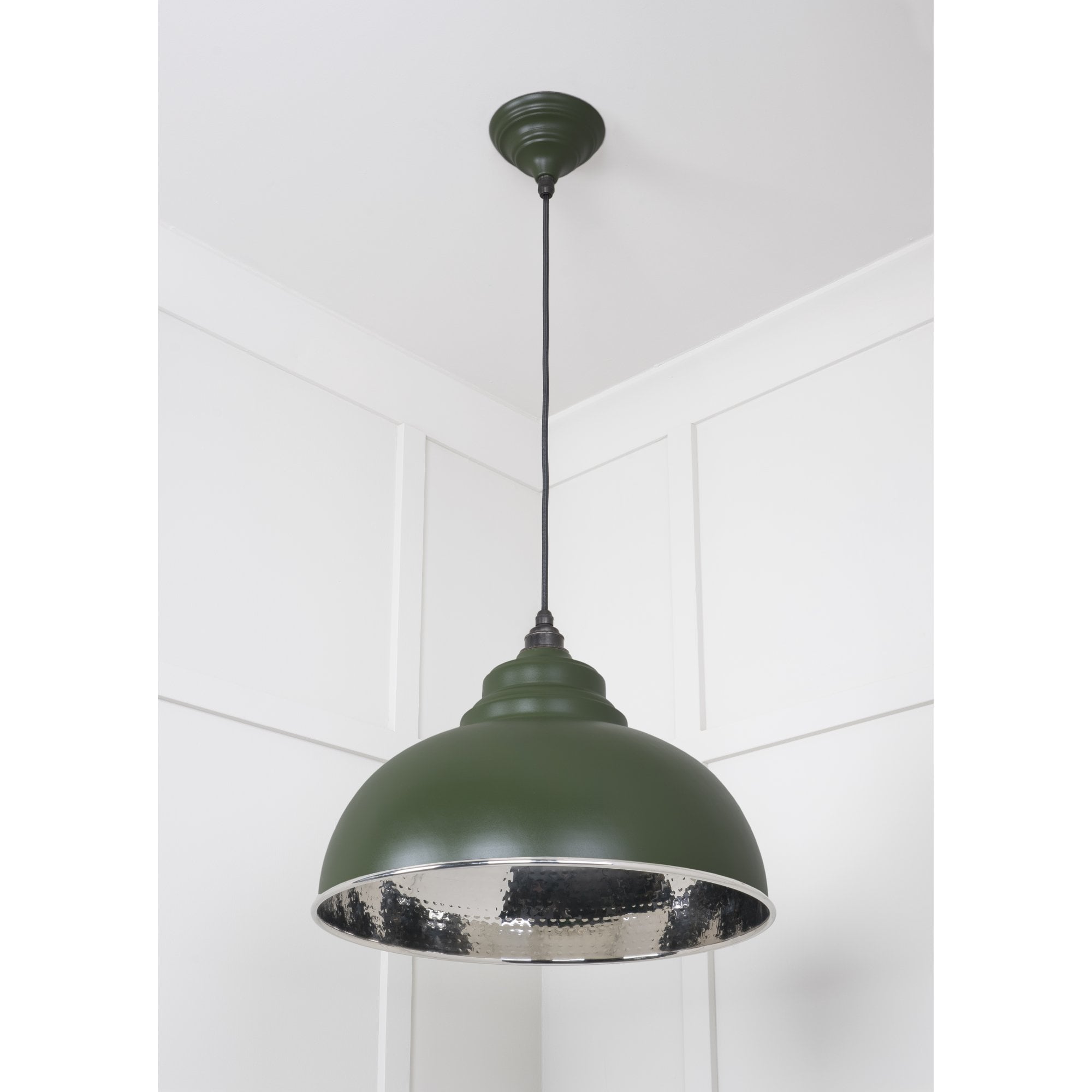 From The Anvil Hammered Nickel Harborne Pendant - Heath (Earthy Green)