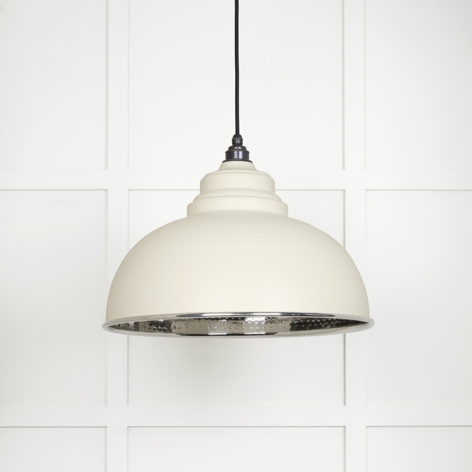From The Anvil Hammered Nickel Harborne Pendant - Teasel (Off White/Cream)