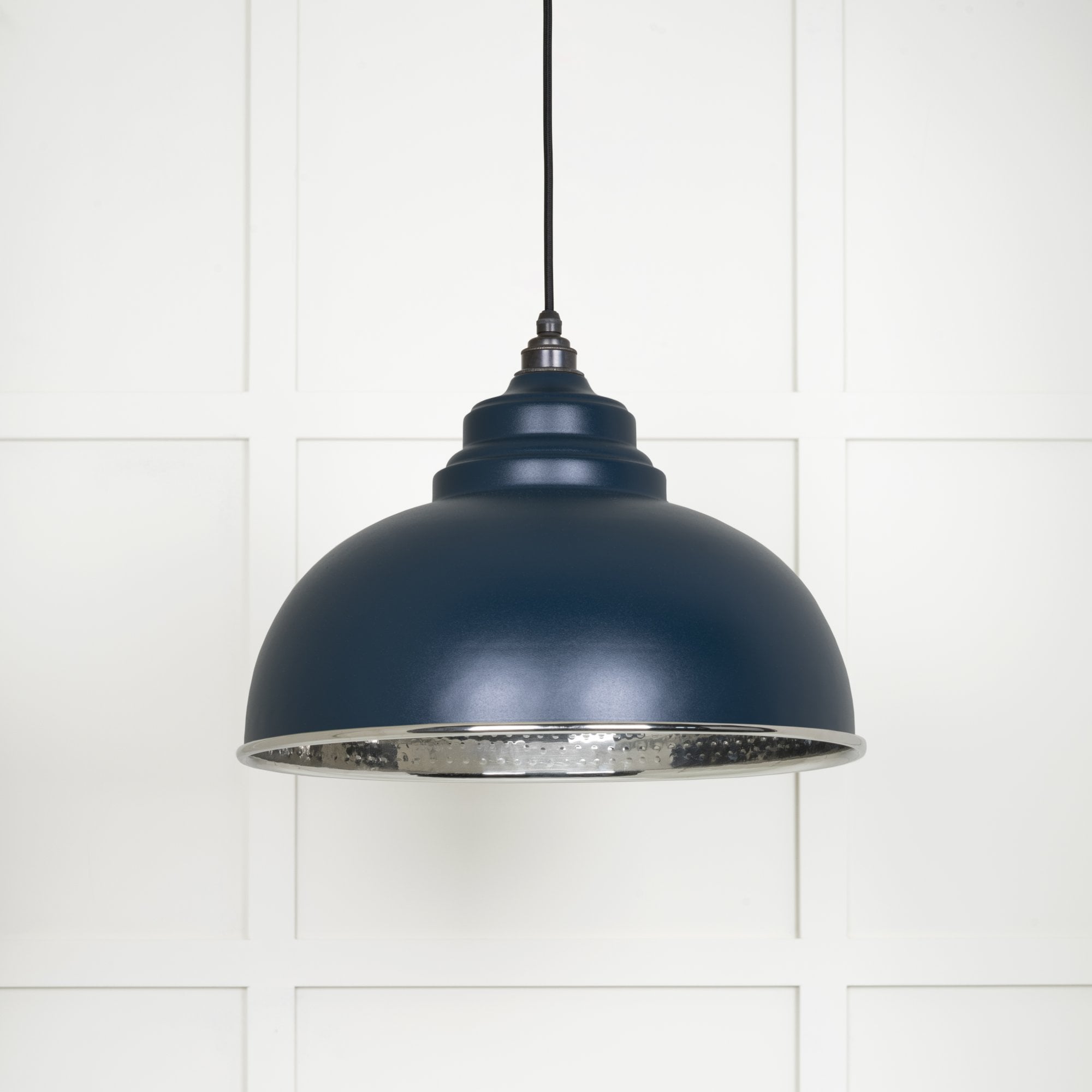 From The Anvil Hammered Nickel Harborne Pendant - Dusk (Dark Blue/Grey)