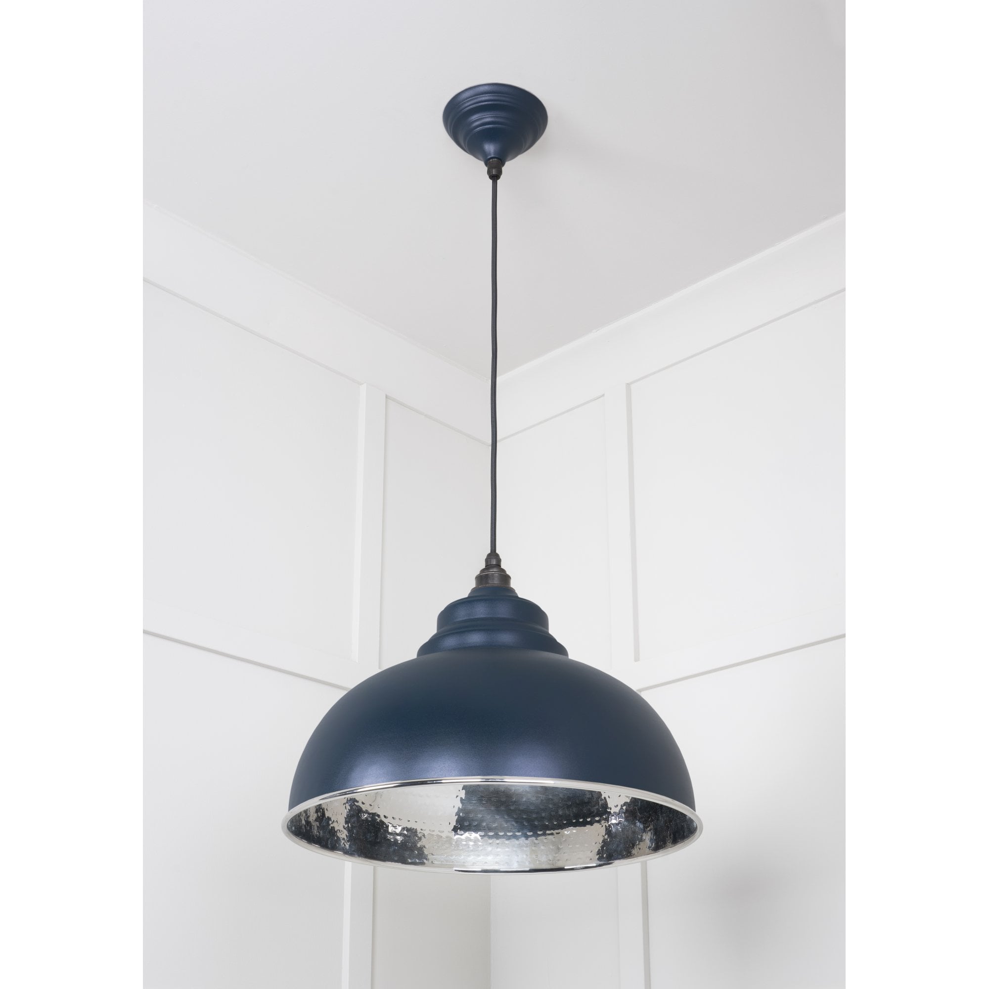 From The Anvil Hammered Nickel Harborne Pendant - Dusk (Dark Blue/Grey)