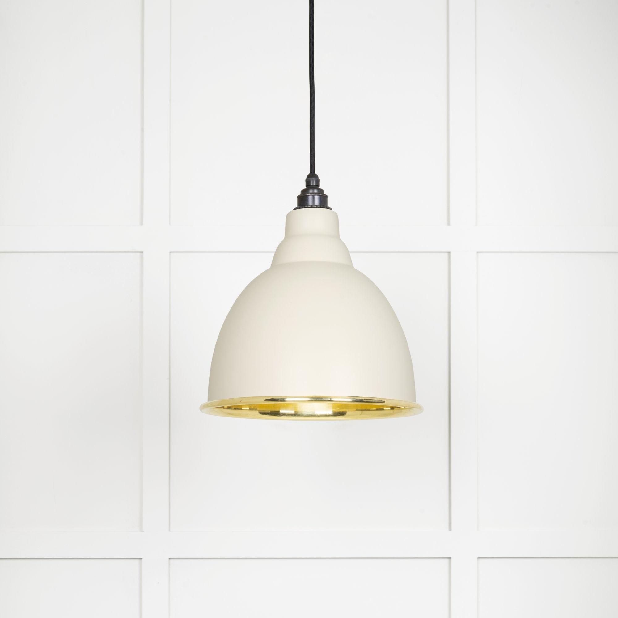 From The Anvil Smooth Brass Brindley Pendant - Teasel (Off White/Cream)