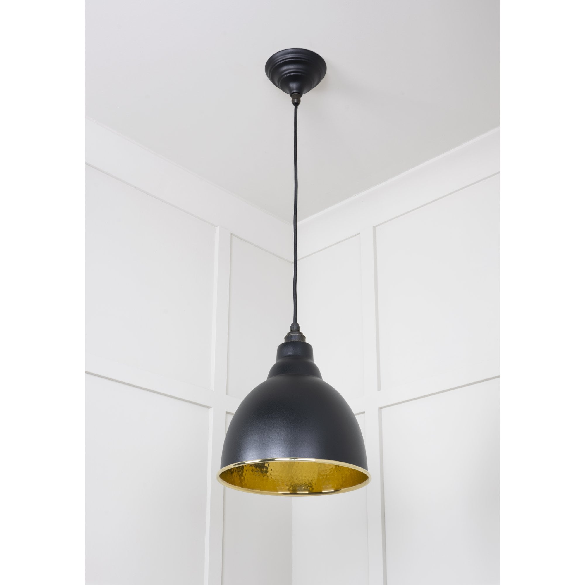 From The Anvil Hammered Brass Brindley Pendant - Elan Black