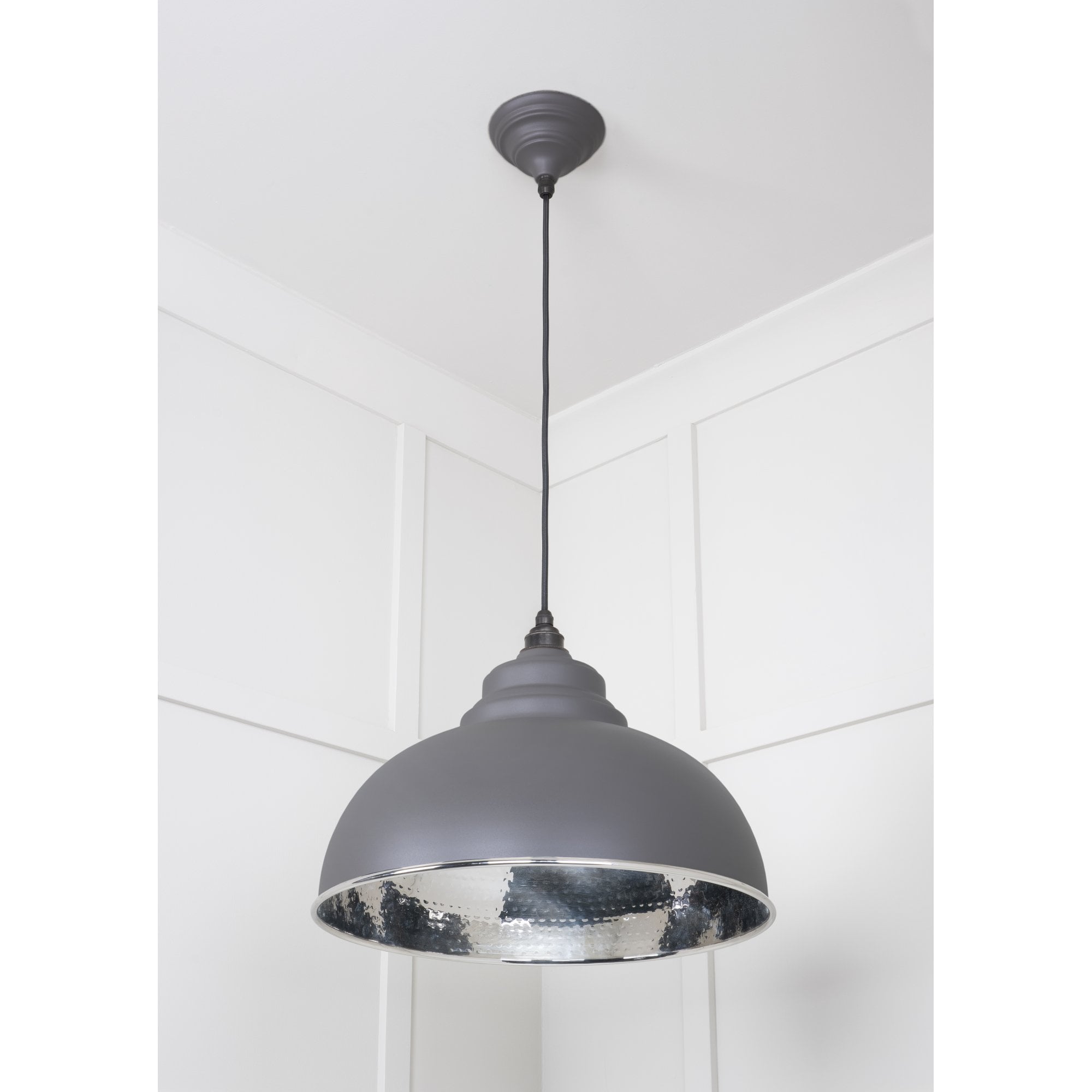 From The Anvil Hammered Nickel Harborne Pendant - Bluff (Warm Grey)