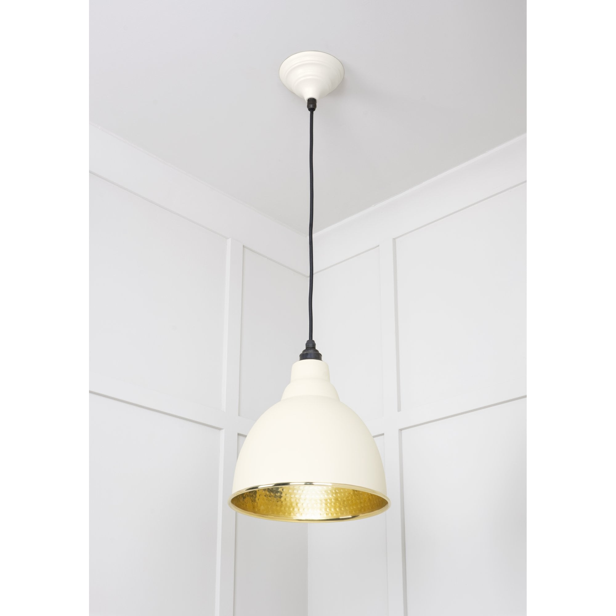 From The Anvil Hammered Brass Brindley Pendant - Teasel (Off White/Cream)