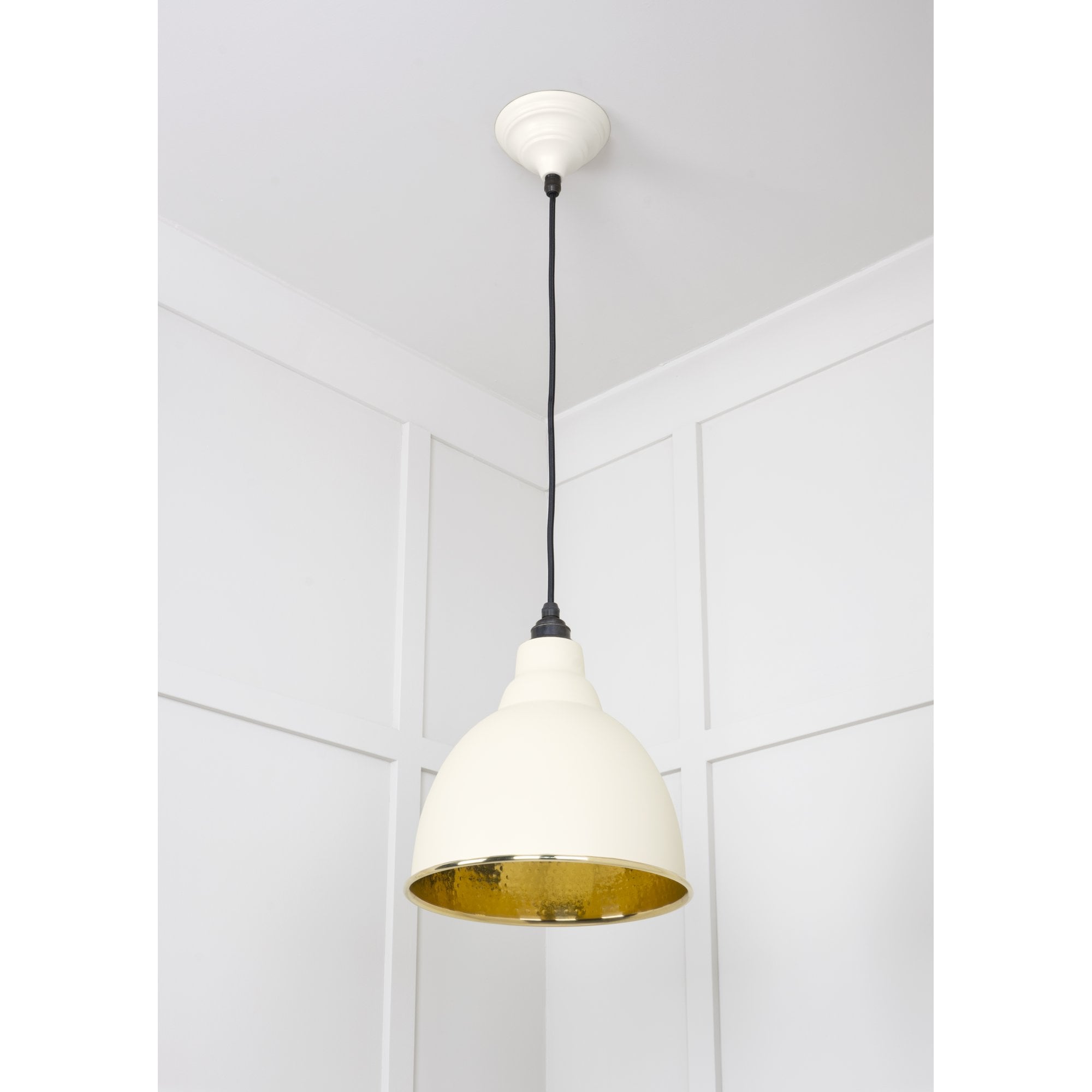 From The Anvil Hammered Brass Brindley Pendant - Teasel (Off White/Cream)