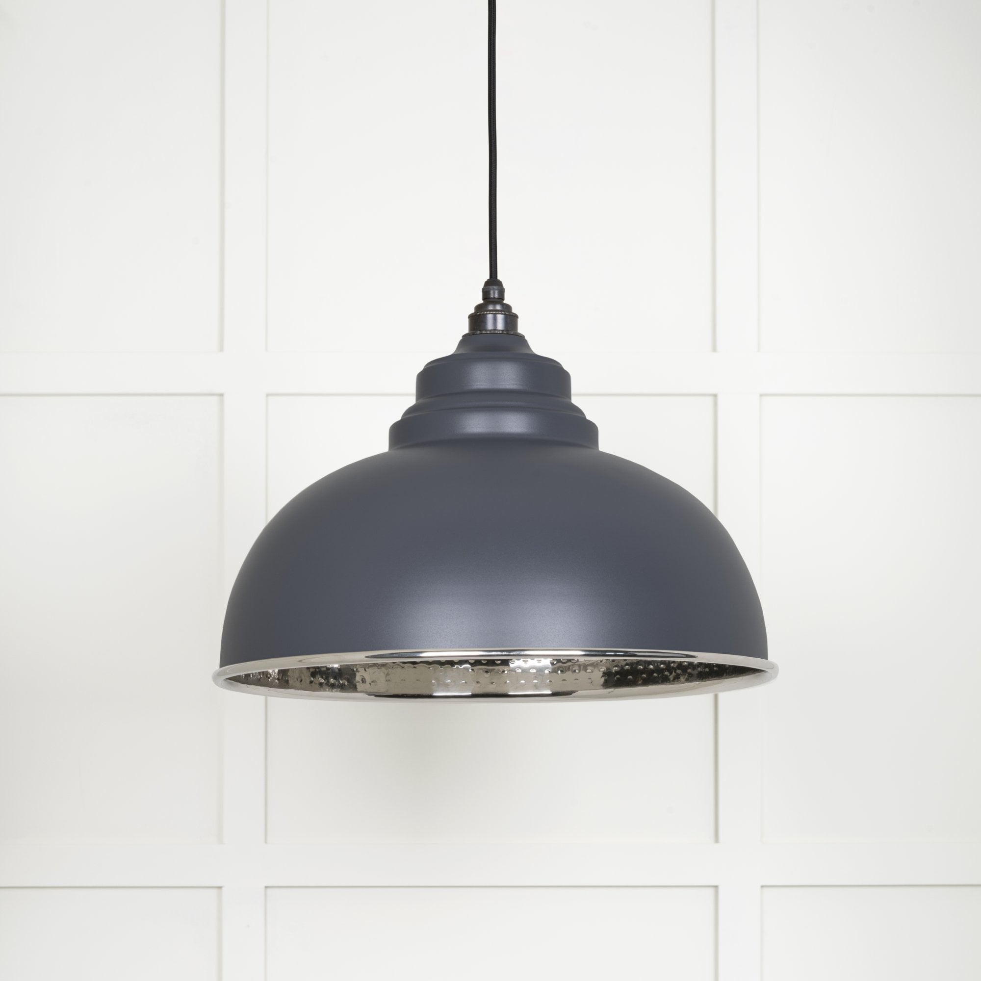 From The Anvil Hammered Nickel Harborne Pendant - Slate (Mid Grey)