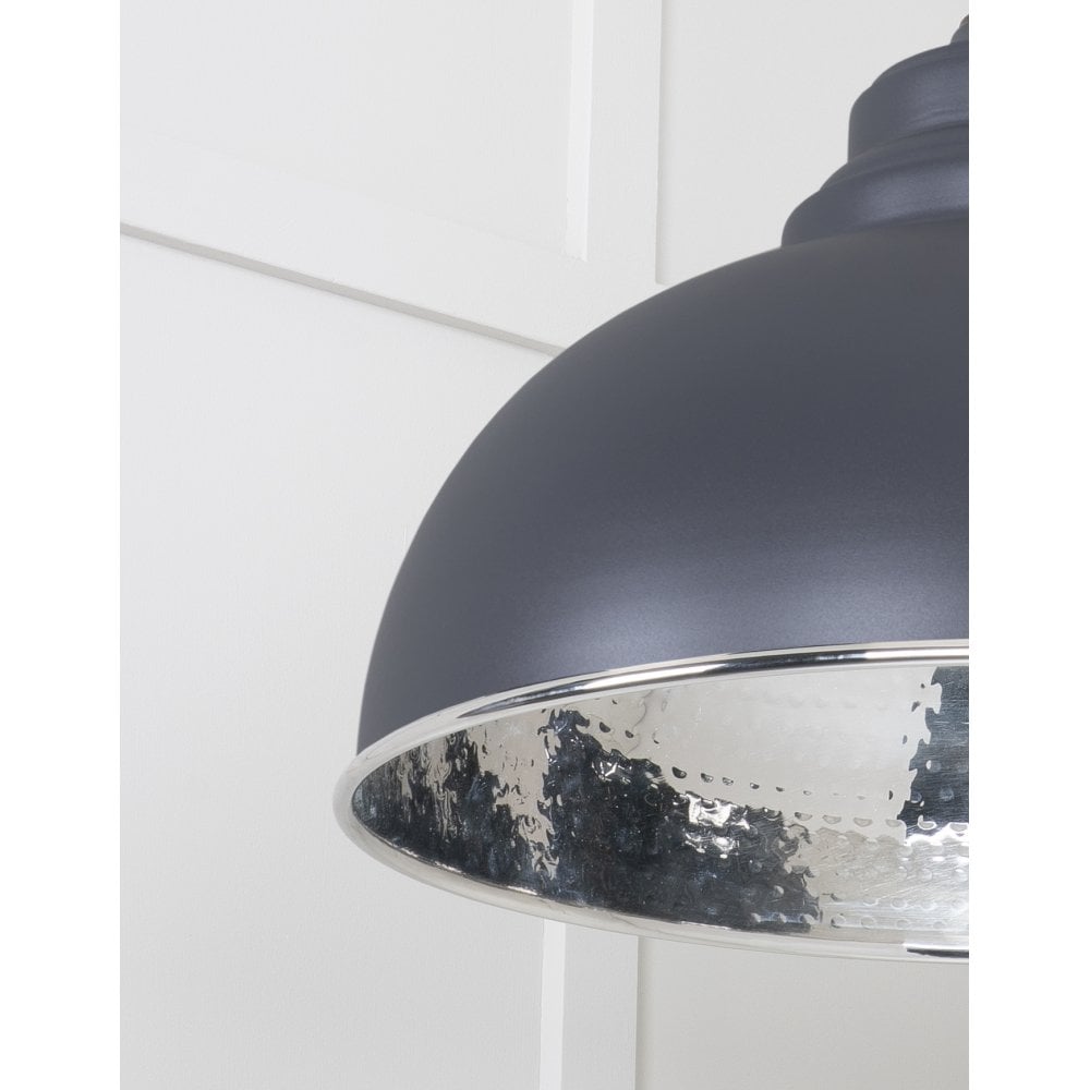 From The Anvil Hammered Nickel Harborne Pendant - Slate (Mid Grey)