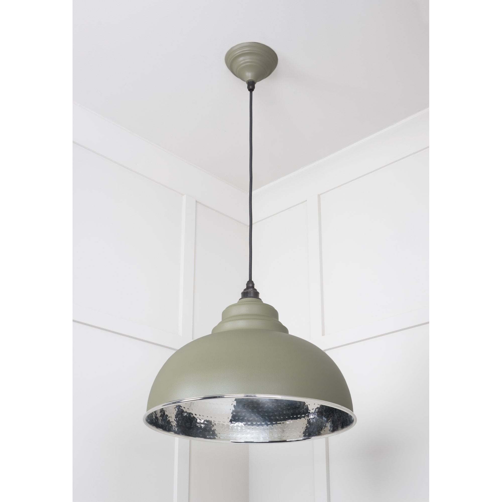 From The Anvil Hammered Nickel Harborne Pendant - Tump (Pale Green)
