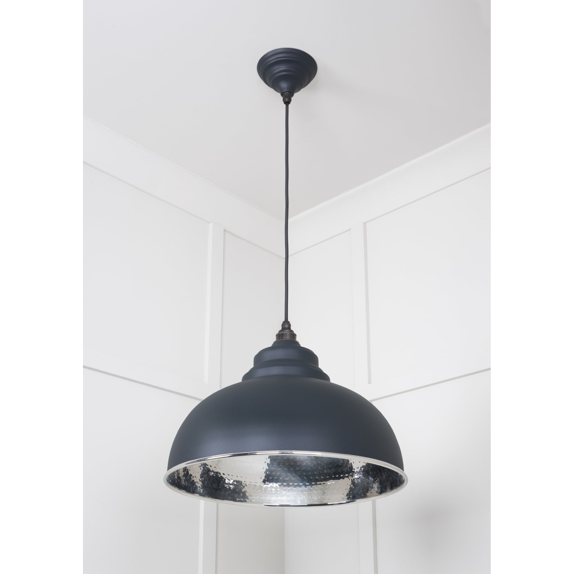From The Anvil Hammered Nickel Harborne Pendant - Soot (Dark Grey)