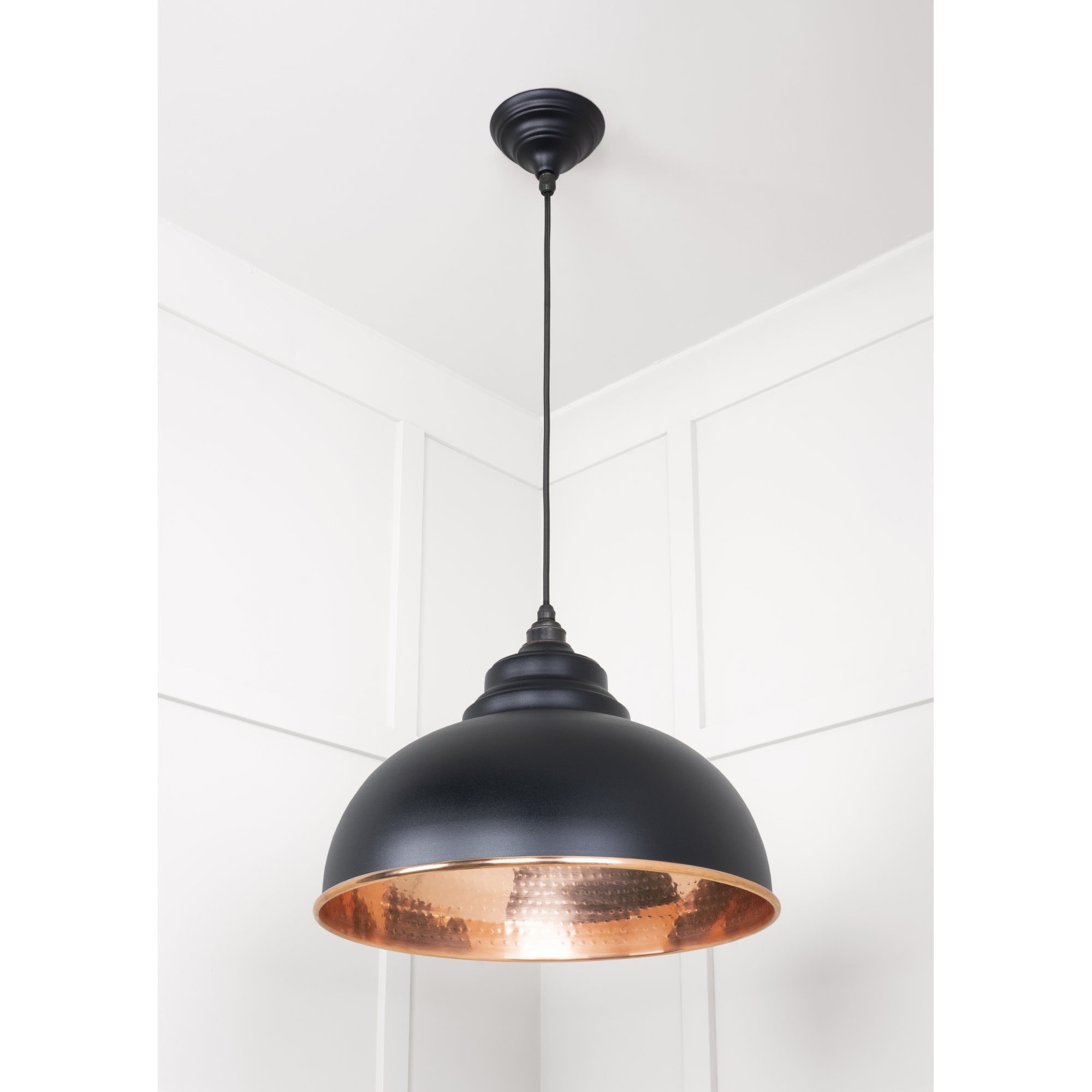 From The Anvil Hammered Copper Harborne Pendant - Elan Black