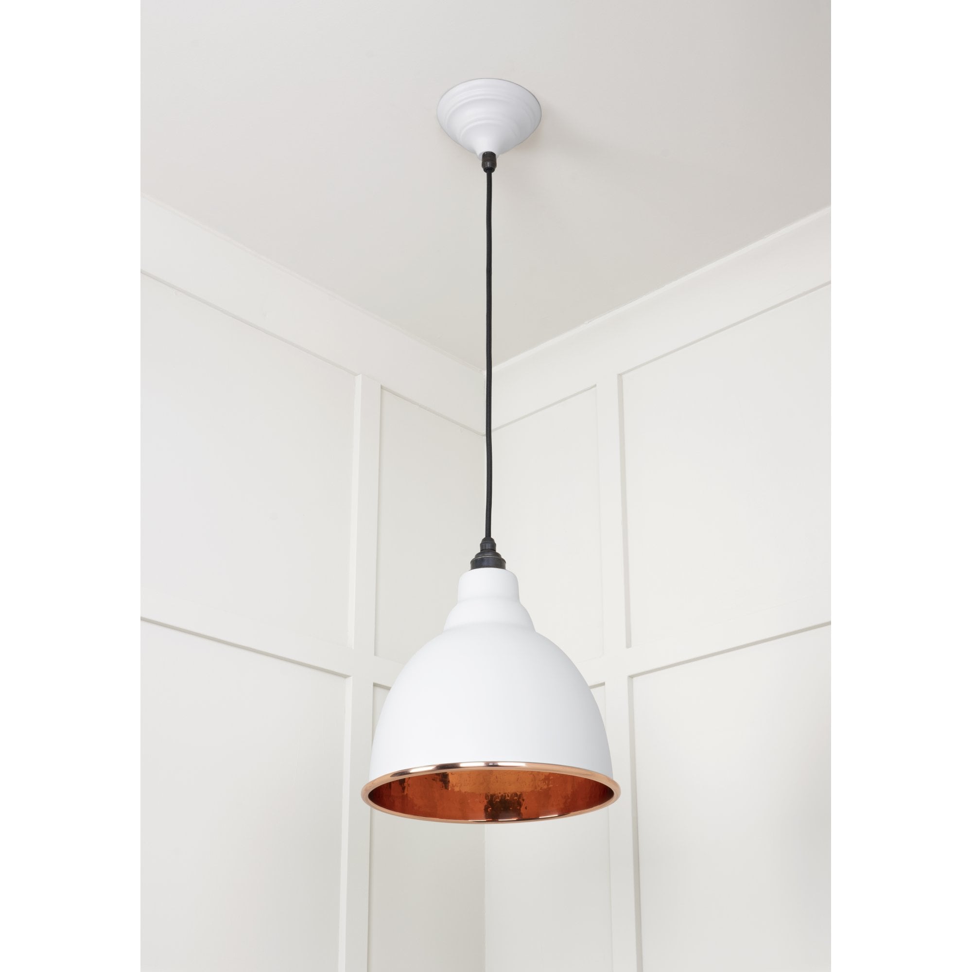 From The Anvil Hammered Copper Brindley Pendant - Flock (Matt White)