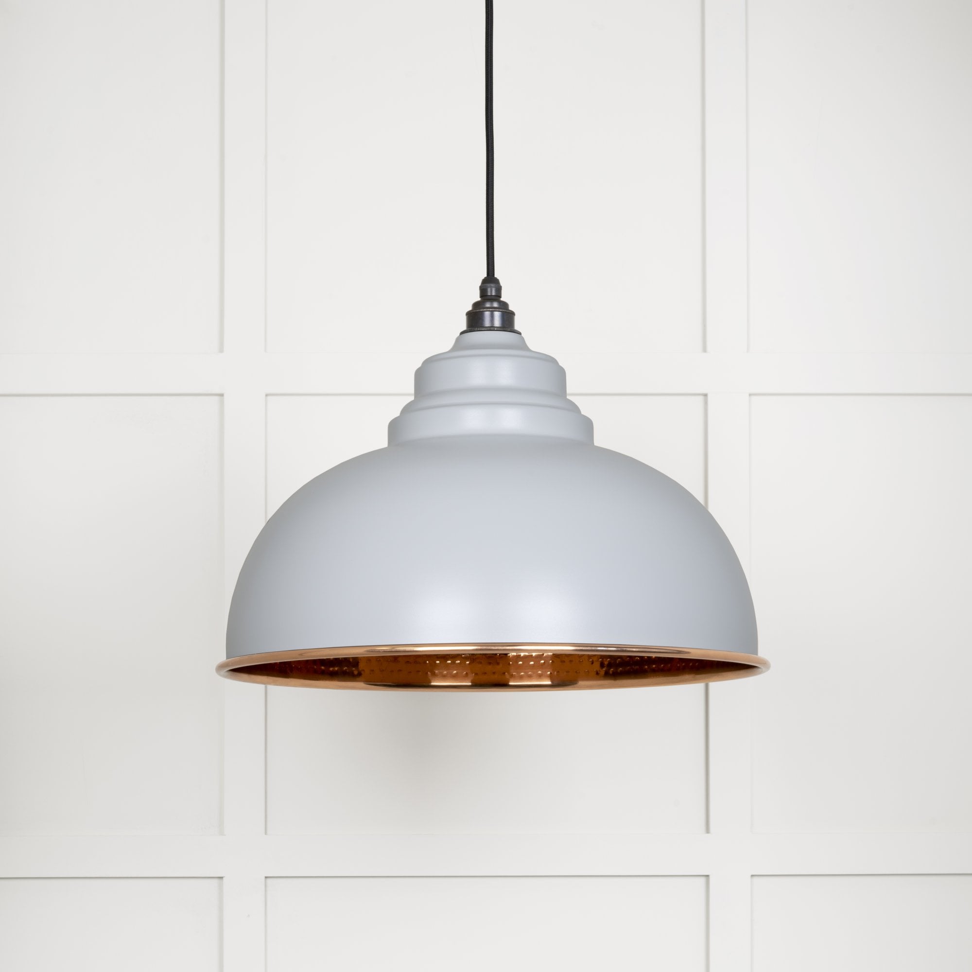 From The Anvil Hammered Copper Harborne Pendant - Birch (Pale Grey)
