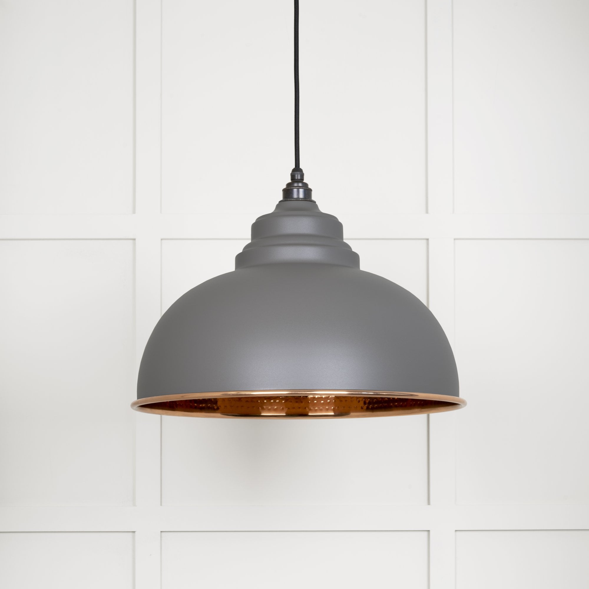 From The Anvil Hammered Copper Harborne Pendant - Bluff (Warm Grey)